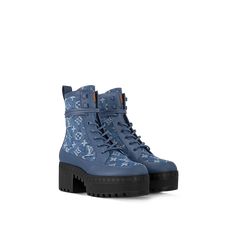 LOUIS VUITTON® - Laureate Platform Desert Boot - Light Blue Laureate Platform Desert Boot, Laureate Platform, Louis Vuitton High Heels, Mens Designer Dress Shoes, Louis Vuitton Jeans, Desert Boots Women, Louis Vuitton Shoes Heels, Louis Vuitton Collection, Heart Clothes