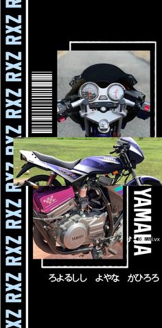 an advertisement for a motorcycle with pictures of it