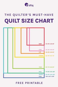 the quilter's must - have quilt size chart for free printables