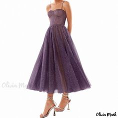 Olivia Mark - Elegant Floor-Length Strappy Evening Gown for Formal Events and Parties Black Evening Dresses, Waist Circumference, Formal Evening Dresses, Olivia Mark, Purple Dress, Dark Purple, Types Of Collars, Evening Gown, Elegant Dresses