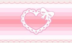 a heart shaped frame with a bow on the top and pink stripes in the background