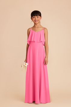 The little women in your I-Do Crew will feel like one of the big girls in this junior-friendly adaption of our Jane Dress. Available in Bon Bon Pink. Finally: a junior bridesmaid dress that your favorite tween will want to wear again. This lovely convertible style is a younger adaptation of our Jane Convertible dress. | Bon Bon Pink Bridesmaid Dress Chiffon Size Small | Birdy Grey Janie Convertible Junior Bridesmaid Dress Chiffon, Junior Dress, Pink Bridesmaid Dress, Birdy Grey, Junior Bridesmaid Dress, Convertible Dress, Little Women, Dress Chiffon, Jane Dress