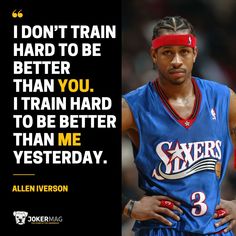 an image of a basketball player with the quote i don't train hard to be better than you