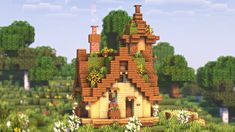 Minecraft: How To Build Small Fantasy Cottage I Easy Survival Tutorial - YouTube Minecraft Mini Cottage House, Minecraft Small Simple House, Minecraft Cottage Survival, Small Cottage Minecraft Ideas, Starter Cottage Minecraft, Mini Minecraft Cottage, Fairy Cottage Minecraft Builds, Small Tree House Minecraft, Small Cottages Minecraft