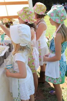 bonnets! {The Party Wagon - Blog - LITTLE HOUSE ON THE PRAIRIE PARTY} Dream Birthday, Prairie Flower, Museum Gift, Vintage Hankies, Laura Ingalls Wilder, Little House On The Prairie