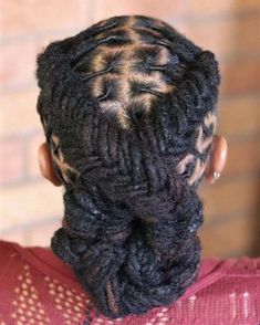 Men Dread Styles Updo, Loc Updo For Men, High Top Loc Styles For Men, Updo Locs Hairstyles For Women, Coloured Dreads, Women Loc Styles, Twisted Low Bun, Hairstyles Dreads, Men Dread Styles