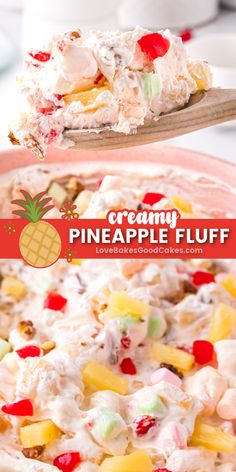 Creamy Pineapple Fluff pin collage Pineapple Fluff Dessert, Pineapple Fluff, Fluff Recipe, Jello Desserts, Pineapple Recipes