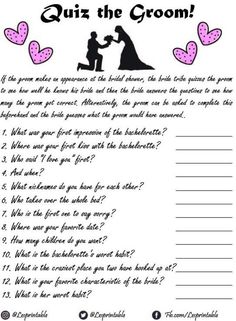 a printable question sheet for the bride and groom