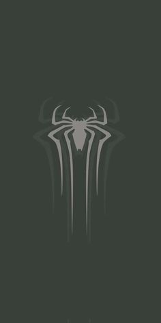 the spider - man logo is shown in black and white on a dark green background