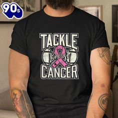 Tackle Breast Cancer Awareness Football Pink Ribbon Shirt   Your everyday style essential. Made with soft, breathable fabrics for comfort all day long. Choose from a variety of designs and colors to showcase your personal style. Perfect for casual outings or layering with other pieces. Versatile, timeless, and a must-have in any wardrobe.Tackle Breast Cancer Awareness Football Pink Ribbon Shirt – Our Custom T-shirts are what you are looking for. Made with highly breathable and soft fab Ribbon Shirt, Football Quotes, Pink Out, Pink Tshirt, Senior Year, Custom T Shirts, Football Shirt, Active Lifestyle, Shirt Ideas