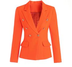 Introducing you to confidence in blazer form. Our bright, bold blazer collection is fitted through the waist with perfectly placed buttons for your pleasure. You will basically drip flavor everywhere you go! Material: Cotton Blends, Polyester. Very Slim Cut, Go up 1 Size. Arms are cut very slim Sizes Available: S-2X. Please Note - Bink&Bougie does not offer rush shipping. All Blazer orders are processed and fulfilled within 5-7 BUSINESS DAYS. Also, due to high volume and demand of certain sizes Orange Blazer, Slim Fit Blazer, Girls Outerwear, Slim Fit Blazers, Classic Blazer, Velvet Blazer, Fitted Blazer, Breasted Blazer, Fashion Fits