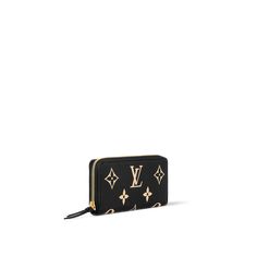 LOUIS VUITTON® - Clémence Wallet - Black/beige Luxury Wallets With Gold-tone Hardware As Gift, Luxury Compact Travel Coin Purse, Luxury Travel Wallets With Gold-tone Hardware, Luxury Gold Wallets For Travel, Luxury Gold Wallet For Travel, Luxury Monogram Canvas Bag With Card Slots, Luxury Gold Wallet For Everyday Use, Luxury Gold Coin Purse For Travel, Luxury Compact Wallets For Daily Use