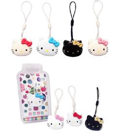 hello kitty cell phone case with lanyards and keychain clip, set of 5