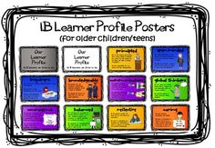 a poster with the words, learn profile posters for older children's learning centers