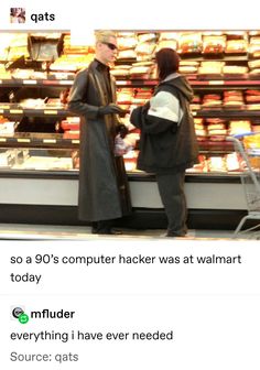 two people standing next to each other in front of a grocery store display case with the caption that reads, 25 tumblr pictures that are actually pretty funny