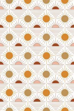 an orange and brown sun pattern on a white background