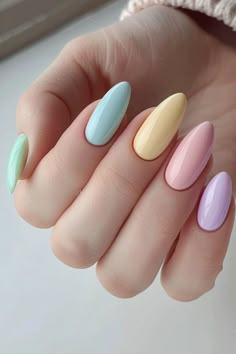 Ily unhas candy colors 🍭 Pastel Nail Art, Pink Nail Art Designs, Simple Spring Nails, Easter Nail Designs, Milky Nails, Green Nail Designs, Pink Nail Art, Vacation Nails, Blue Nail