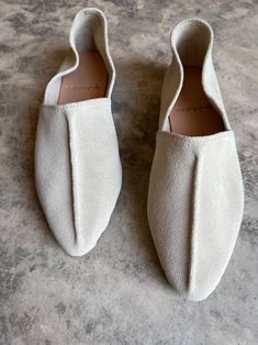 Leigh Slides - Moroccan Leather Slippers | byJAMES Suede Slip-ons With Suede Lining And Closed Toe, Beige Suede Slip-ons With Suede Lining, Beige Slip-on Suede Flats, Beige Suede Slip-on Flats, Beige Suede Pointed Toe Loafers, Chic Beige Pointed Toe Slip-ons, Suede Mules With Pointed Toe And Leather Sole, Suede Mules With Leather Sole And Pointed Toe, Pointed Toe Suede Mules With Leather Sole