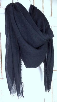 "Handmade large black gauzy crinkled cotton blend wrap shawl scarf/oversized lightweight black scarf/unisex raw hem fringe scarf Measurements... -length: 76\" -width: 56\" Features... -lightweight gauzy cotton/poly blend -raw fringe edges -oversized design perfect for use as a shawl, scarf or cover up -the perfect layering piece -handmade in California -made to order" Standard Measurements Chart For Women, Black Summer Jumpsuit, Elegant Kimono, Scarf Blanket, Sequin Scarf, Travel Scarf, Linen Scarves, Bohemian Print, Wrap Shawl