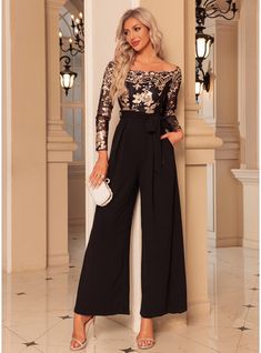 JJ's House Yes Polyester Tulle Sequin Maxi Off the Shoulder Fall Winter Jumpsuit/Pantsuit Belt/Sash Yes Black S Height:5.7ft(174cm) Bust:33.5in(85cm) Waist:26in(66cm) Hips:36in(91cm) Dress. #JJ's House #Yes #Polyester #Tulle #Sequin #Maxi #OfftheShoulder #Fall #Winter #JumpsuitPantsuit #BeltSash #Yes #Black #S #Dress Classy Jumpsuit Outfits Wedding, Jumpsuit Elegant Wedding, Black Evening Dress Elegant, Elegant Evening Jumpsuits, Jumpsuit Outfit Wedding, Dressy Pants Outfits, Jumpsuit Wedding Guest, Off The Shoulder Jumpsuit, Jumpsuit For Wedding Guest