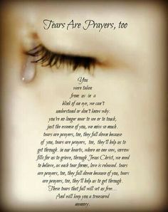 an eye with the words tears are prayer written on it