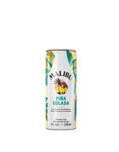 a can of malibu pina cola on a white background