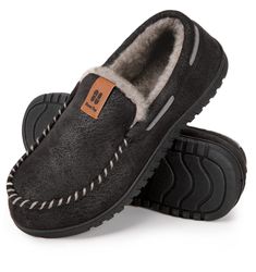 PRICES MAY VARY. TIMELESS AND CLASSIC STYLE: These moccasin slippers are the most popular, featuring two colors stitching and leather trimming detail, hand-stitched vamp, plush faux fur shearling. The stylish appearance are suitable for all ages SOFT AND COZY: Made from a premium textured micro suede upper and a warm eco-friendly faux fur lining that is perfect for the winter months. Thick plush lining can wrap your foot in comfy warmth on chilly days, also add a luxurious look and feel HIGH DEN Moccasin Slippers, Men Suede, Fuzzy Slippers, Moccasins Slippers, Shopping Ideas, Driving Shoes, House Shoes, Outdoor Wear, Soft Knits