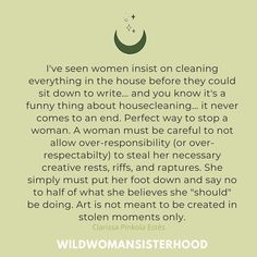 a green background with an image of a crescent and the words, i've seen women insist on cleaning everything in the house before they could