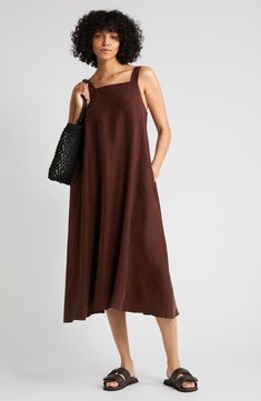 Every closet craves this lightweight linen-kissed dress designed in an A-line silhouette with a square neckline. 44" center front length (size Medium) Square neck Sleeveless Unlined 45% cupro, 28% linen, 27% lyocell Machine wash, line dry Imported Brown Linen Dress, Brown Chocolate, Apiece Apart, Brown Dress, Square Necklines, Linen Dress, Square Neckline, Square Neck, Sundress