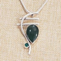 Handmade Green Onyx Gemstone 925 Silver Unisex Pendant Necklace-Gr203 The Item You See Is The Exact Piece You Will Receive-Excellent Quality & Design~ 100% Brand New-Multi Gemstone--925 Sterling Silver Stamped-Unique-Handmade-Unisex Please Note That The Bottom Gemstone Color Is Lighter And The Larger One A Darker Green Pendant Is 2.25", 925 Ss Stamped Thick, Long, Silver Snake Rope Chain Is 20", 3mm, 925 Ss Stamped Total Length Of Item Is 22.25" Please See Photos For Shape/Curves/Condition/Color Silver Jewelry With Green Onyx Gemstone, Silver Green Onyx Gemstone Jewelry, Silver Emerald Teardrop Pendant Necklace, Silversmithing Jewelry, Wire Wrapped Stone Jewelry, Metal Jewelry Making, Silversmith Jewellery, Simple Silver Jewelry, Green Pendant