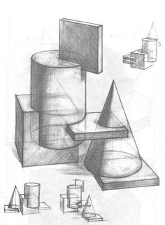 pencil drawing of various shapes and sizes