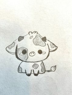 a drawing of a little cow sitting down