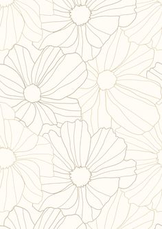 an image of flowers that are drawn in white and beige colors on a sheet of paper