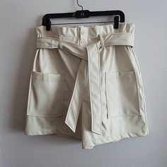 This Is A Pair Of Cream Colored Kelly Rowland X Justfab Faux Leather Shorts. Measures Approx. 34" Waist, 16" L And 5" Inseam. Chic Leather Shorts With Pockets, High Waist Faux Leather Shorts With Pockets, Summer Leather Shorts With Pockets, Faux Leather Shorts With Pockets For Spring, Casual Beige Faux Leather Bottoms, Chic Cream Shorts With Pockets, Floral Denim Shorts, Lace Denim Shorts, Cuffed Denim Jeans