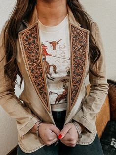 Must Have In Your Closet, Western Tee, Western Tops, Blazer Beige, Tactical Vest, The Fort, Leather Pattern, Khaki Color, Leather Blazer