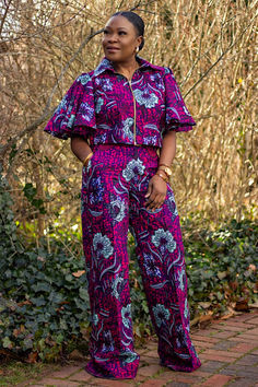 African Pantsuits For Women, Pant And Top Outfit, African Pants Outfits, Top And Pants Outfit, African Outfits For Women, Wide Leg Pants Pattern, African Wears, African Pants, African Print Pants