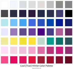 True Winter Colour Palette, Cool True Winter Color Palette, Cool True Winter, True Winter Palette, True Winter Color Palette, Cool Winter Color Palette, Color Seasons, Deep Winter Colors, Winter Palette