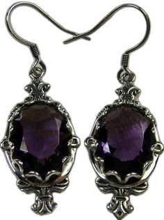 Purple Amethyst Earrings, Edwardian Jewelry, Pin Design#E18 with traditional Ear Wire Closures Amethyst Earrings Fine Jewelry For Formal Occasions, Purple Oval Fine Jewelry Earrings, Elegant Amethyst Earrings For Formal Occasions, Pierced Amethyst Crystal Earrings, Formal Amethyst Gemstone Earrings, Amethyst Gemstone Earrings For Formal Occasions, Formal Purple Round Earrings, Fine Jewelry Amethyst Earrings For Pierced Ears, Elegant Purple Crystal Pierced Earrings