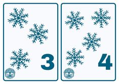 two snowflakes are shown with the numbers four and five below them, as well as three smaller snowflakes