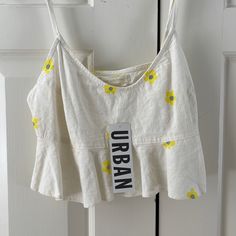 New With Tags, Never Been Worn And Adorbale Urban Outfitters Cropped Tops For Summer, Yellow Tank Top For Vacation And Spring, Yellow Tank Top For Vacation In Spring, Trendy Summer Crop Top By Urban Outfitters, Yellow Tank Top For Spring Vacation, Summer Vacation Tops With Lemon Print, Yellow Cotton Spring Tops, Yellow Cotton Tops For Spring, Trendy Yellow Crop Top For Spring