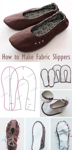 Handmade Slippers Free Pattern, Fabric Shoes Pattern, Fabric Slippers Pattern Free, Sewing Slippers Pattern, How To Sew Shoes, Slipper Sewing Pattern Free, Slipper Pattern Sewing, Slippers Sewing Pattern Free