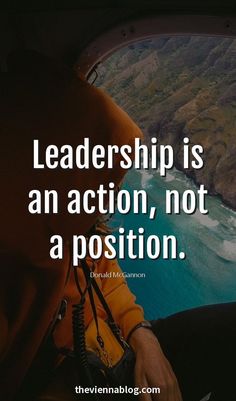 a person sitting in an airplane with the caption, leadership is an action not a position