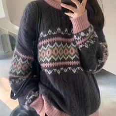 Product Show： Diamond Sweater, Diamond Sweaters, Retro Sweater, Vintage Pullovers, Korean Fashion Casual, Custom Made Clothing, Long Sleeve Jumper, Knitted Tops, Knitting Women Sweater