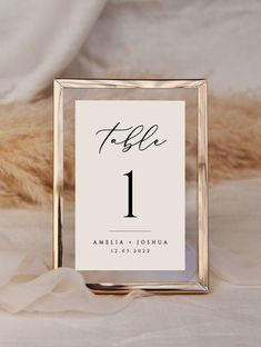 the table numbers are displayed in a gold frame