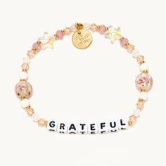 A Little Words Project® beaded bracelet that reads Grateful. Little Words Project, Preppy Bracelets, Acrylic Bracelet, Day Dreaming, Trending Bracelets, Acrylic Letters, Crystal Beads Bracelet, Letter Beads, Curated Gifts