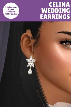 an image of a woman with earrings on her face and the words celinea wedding earrings