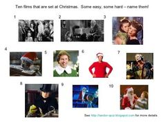 some people are dressed up for christmas and have hats on their heads with the words ten films that are set at christmas