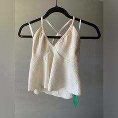 Cute, Flowy Top With Tags. Brand New And Easy To Wear White Triangle Top Tank Top For Spring, White Triangle Top Tank For Spring, Spring Cotton Triangle Top, Cotton Triangle Top For Spring, Spring Triangle Top In Cotton, White Triangle Top For Spring, Halter Tops, Flowy Top, Halter Crop Top