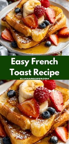 french toast with berries and bananas on top