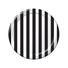 a black and white striped paper plate